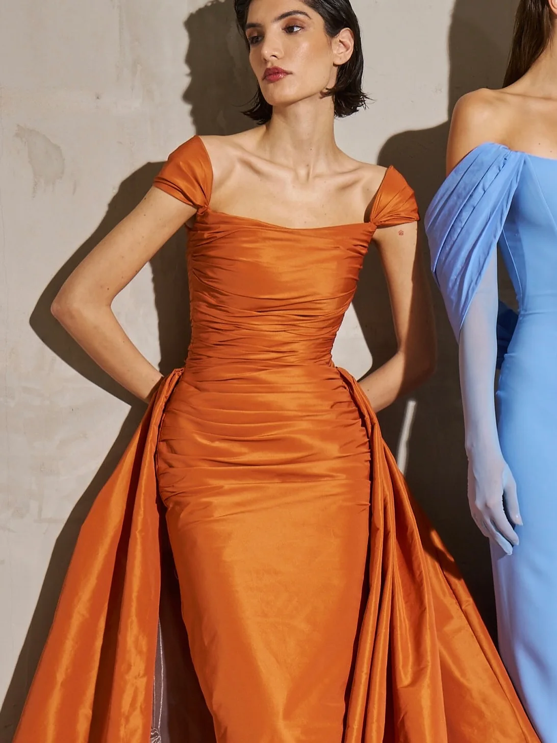 Sharon Said – robe de soirée en Satin, style sirène, élégante, jupe Orange, modeste, robes de soirée de mariage pour femmes, personnalisées, SF491