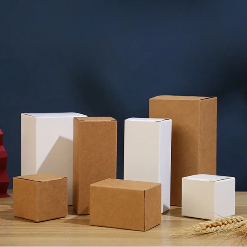 

50 Pieces Brown Kraft Packaging Boxes Rectangle Thick White Paper Cardboard Box for Packing DIY Candy Handmade Soap Gift Boxes