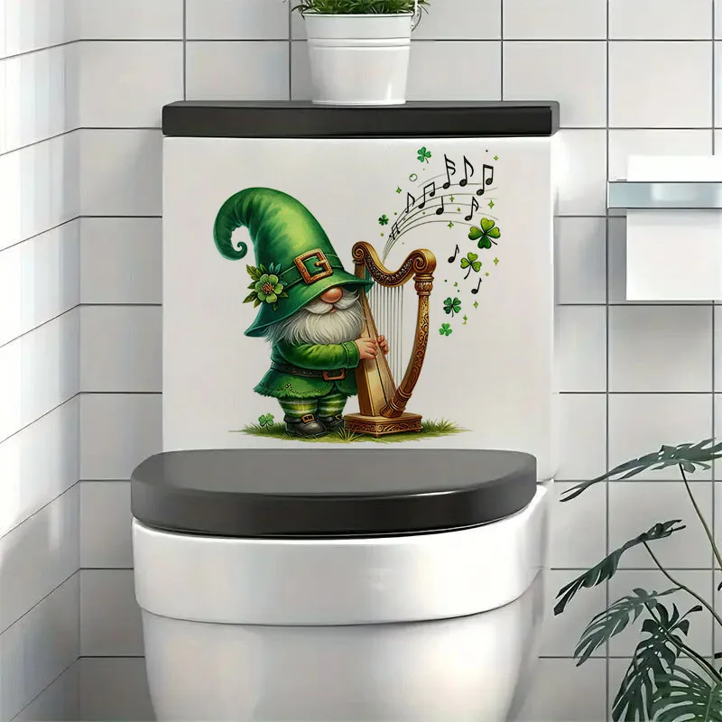 Cute Green Gnome Wall Stickers, Toilet Seat Stickers, Bedroom Entrance Living Room Porch Home Decoration Wall Stickers