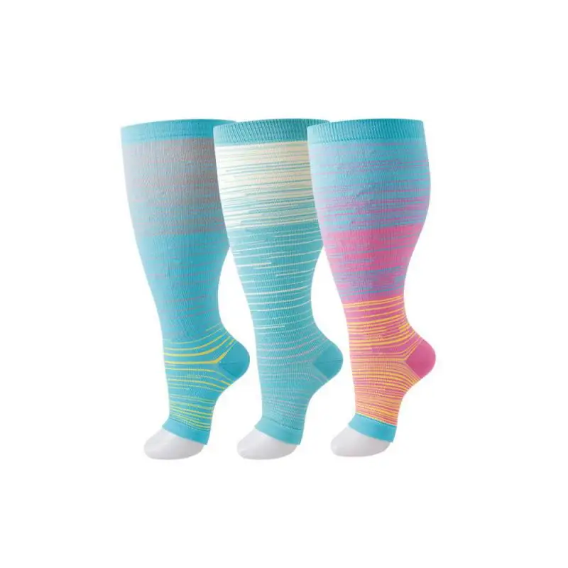 

3Pairs Extra Large Size 2XL 3XL 4XL Compression Socks Men New Fat Pressure Open Toe Exposed Pattern Sports And Women Yoga