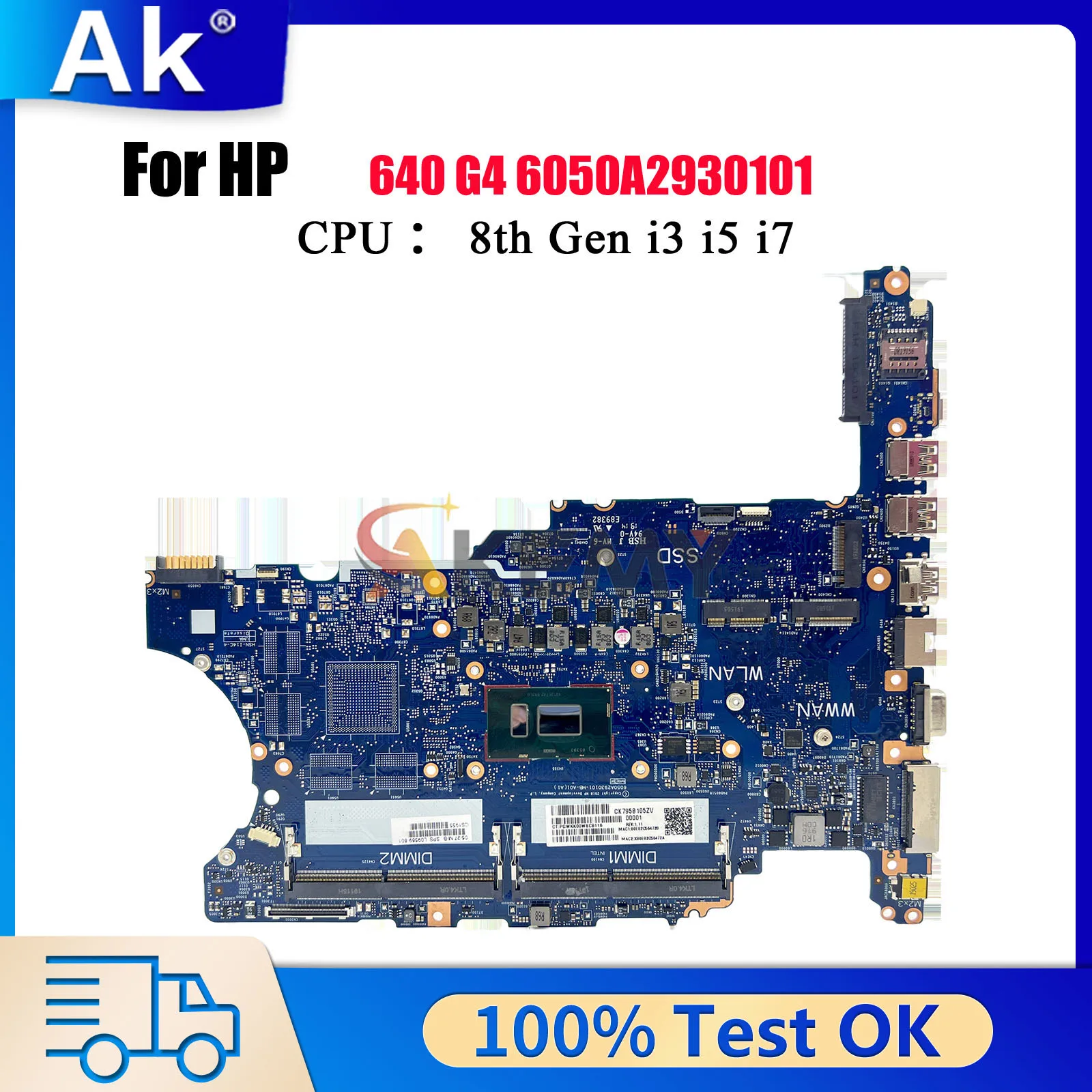 

6050A2930101 Материнская плата для ноутбука HP EliteBook 640 G4 650 G4 L09565-601 L09569-601 с i5 i7 8th CPU DDR4 100% полностью протестирована