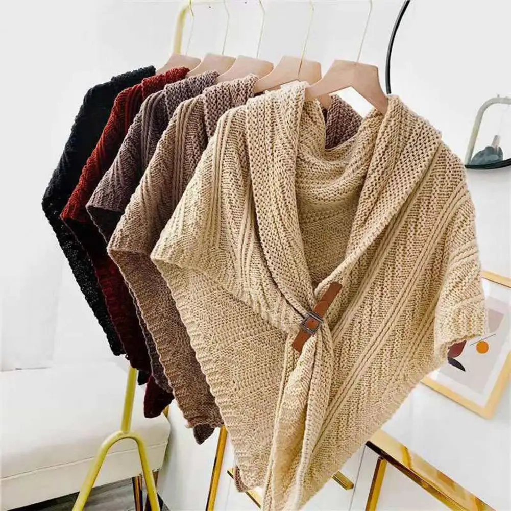 Poncho Coat Popular Soft Cape Coat Women Autumn Winter Large Solid Triangle Scarf Poncho for Banquet