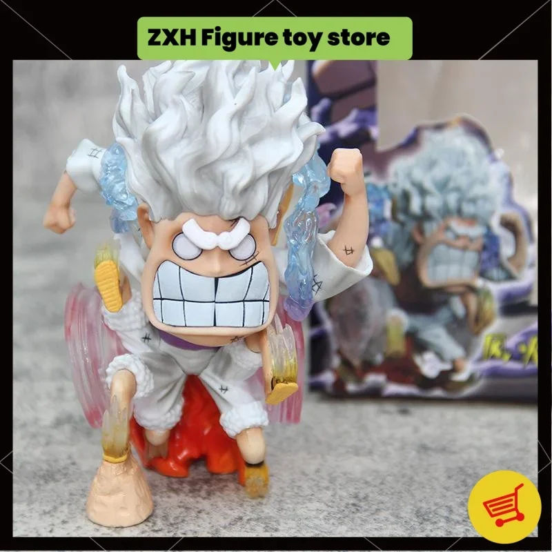 15cm One Piece Monkey.d.lully Pvc White Hair Anime Running Figure Nika Second Bullet Car Small Model Desktop Decoration Toy Gift