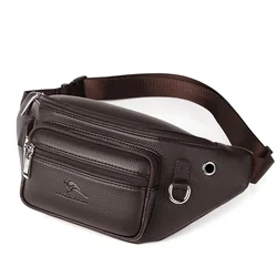 Men's Waist Bags Pu Leather Belt Pouch Kangaroo Hip Sack Belly Bag for Man 2024 Male Chest Pack Large Kidney Fanny Pack Phone