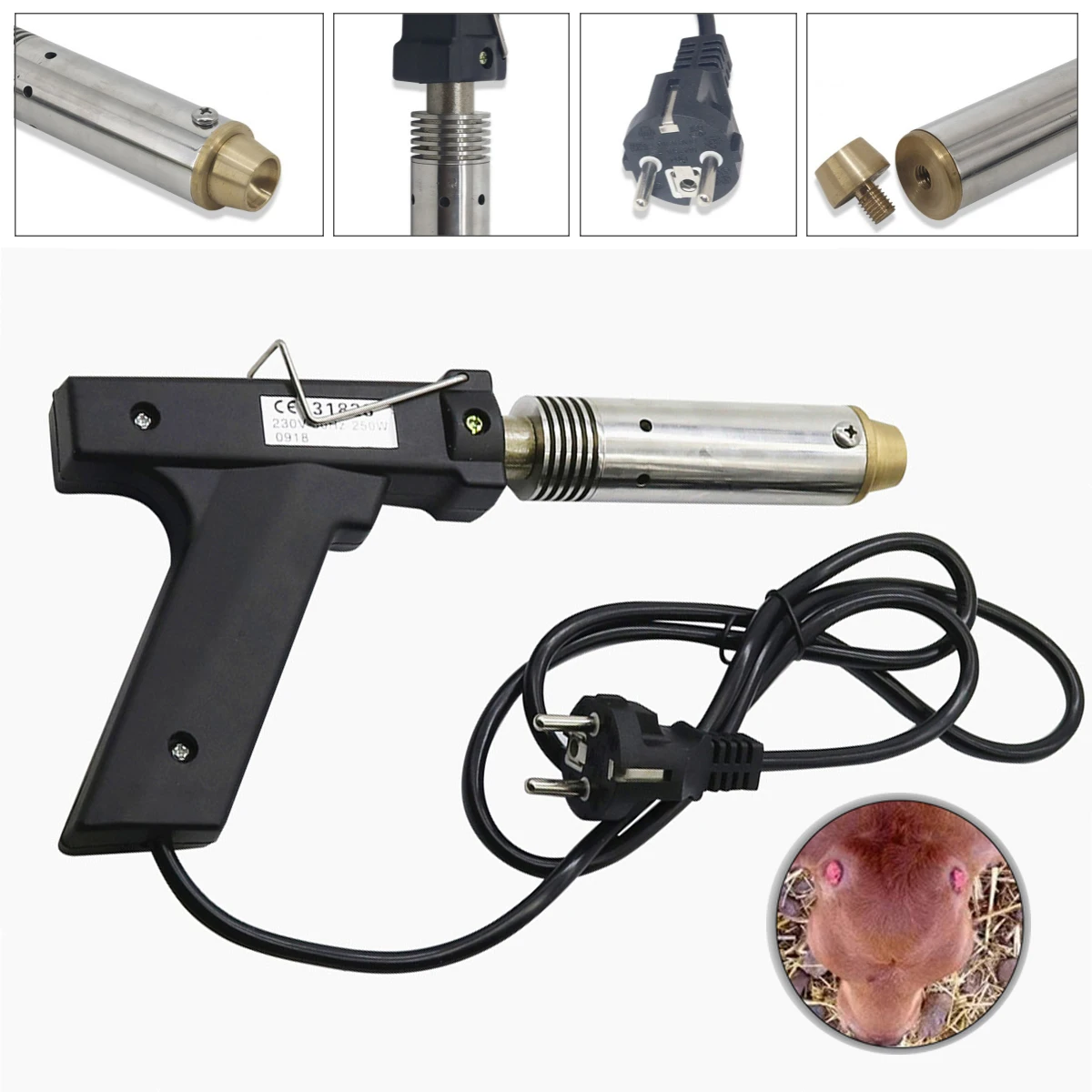 

Gun-Type Cattle Sheep Electric Bloodless Remove Horn Device 220V~240V/50Hz Copper Head Safe Electric Dehorner Livestock Tool 1Pc