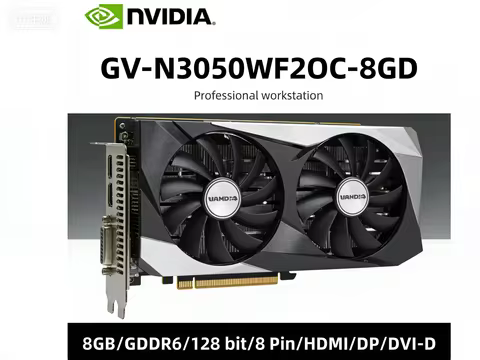 GIGABYTE RTX 3050 GPU GV-N3050WF2OC-8GD graphics card 8GB GDDR6 128bit support PCI-E 4.0 PSU 450W 8 pin DP1.4 HDMI 2.1 DVI-D