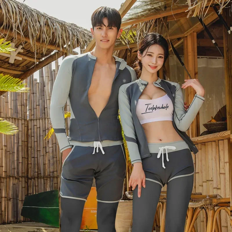 Wisuwore Korean Rash Guard for Couples Swimsuits Women Men Surfing Suit Tankini Rashguard Sports Swimsuit Beachwear 2023