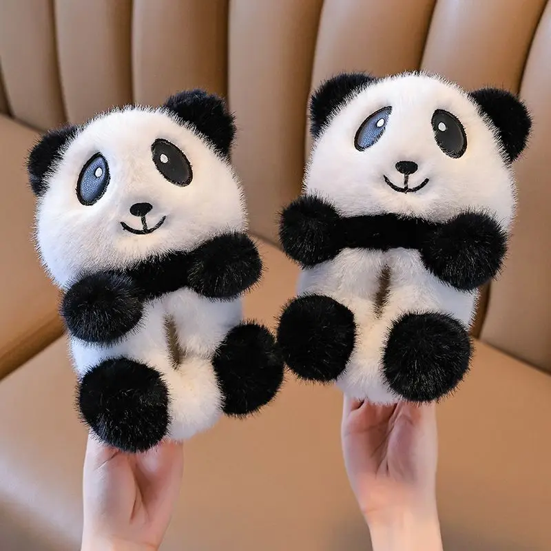 Kawaii Girls' Winter Shoes Cute Panda Slip-On Kids Slippers house child Warm Comfortable Indoor cartoon Plush Floor Slipper Home