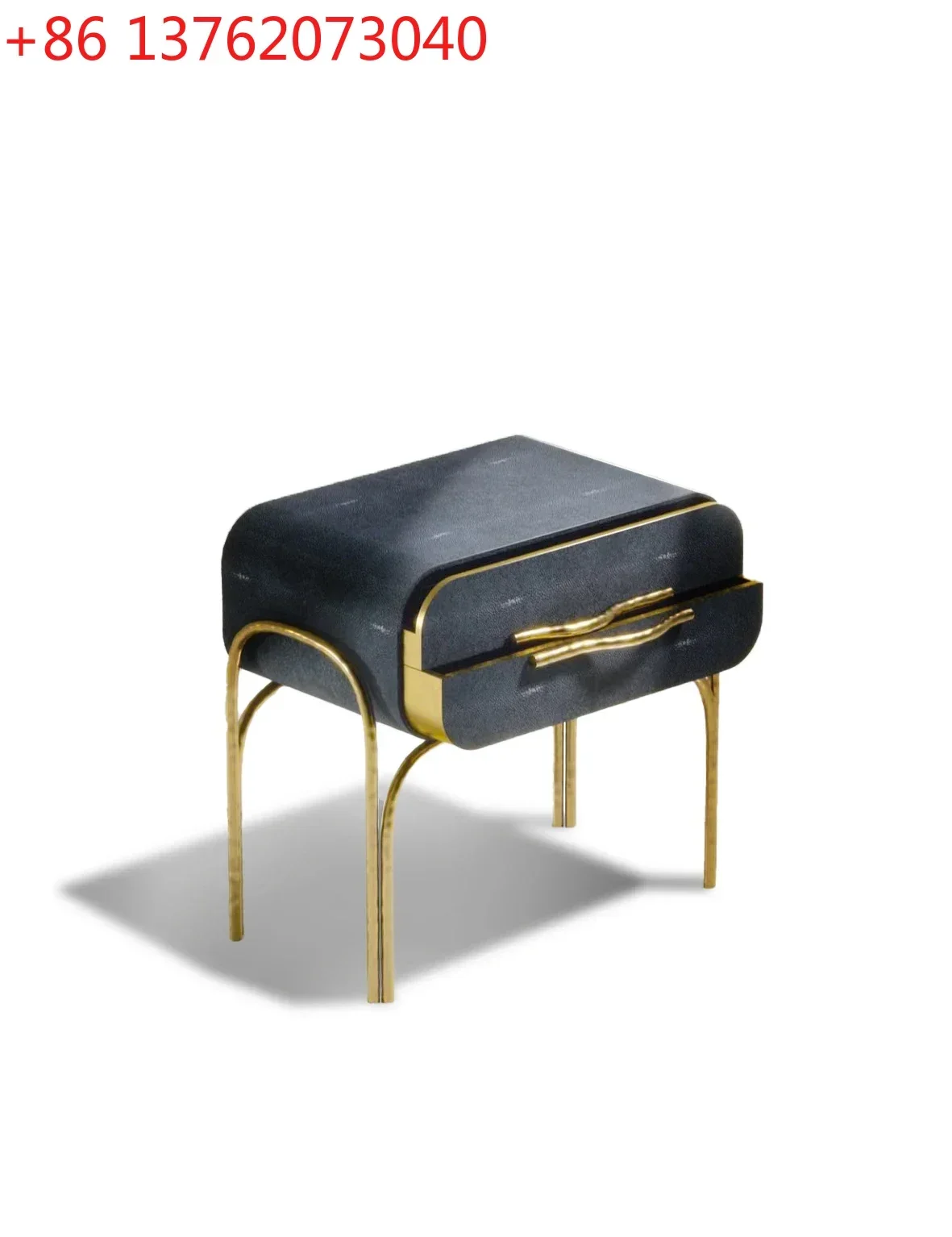 Italian minimalist light luxury microfiber leather bedside table small apartment stainless steel design drawer cabinet modern