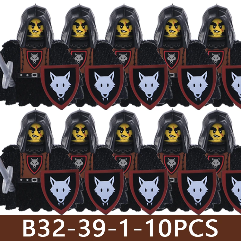 Mittelalterliche Burg-Soldaten-Figuren Bausteine Militär Armee Ritter Römischer Krieger Infanterie Miliz Ork Zubehör Bausteine Spielzeug