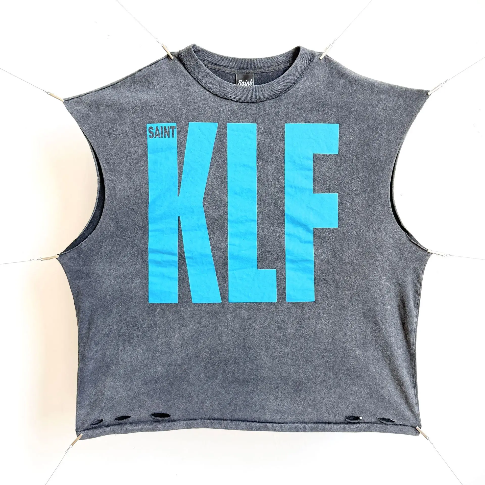 New Men Tee Shirts Saint Freedom stereo Ripped KLF Vest Top Hip Hop Skateboard Street Cotton Tee Tank Tops Dog punk #A349