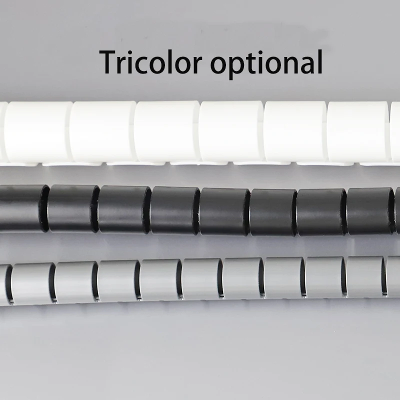 5M Wire Storage Tube Clips Cable Sleeve Organizer Pipe Wrap Cord Protector Flexible Spiral Management Device