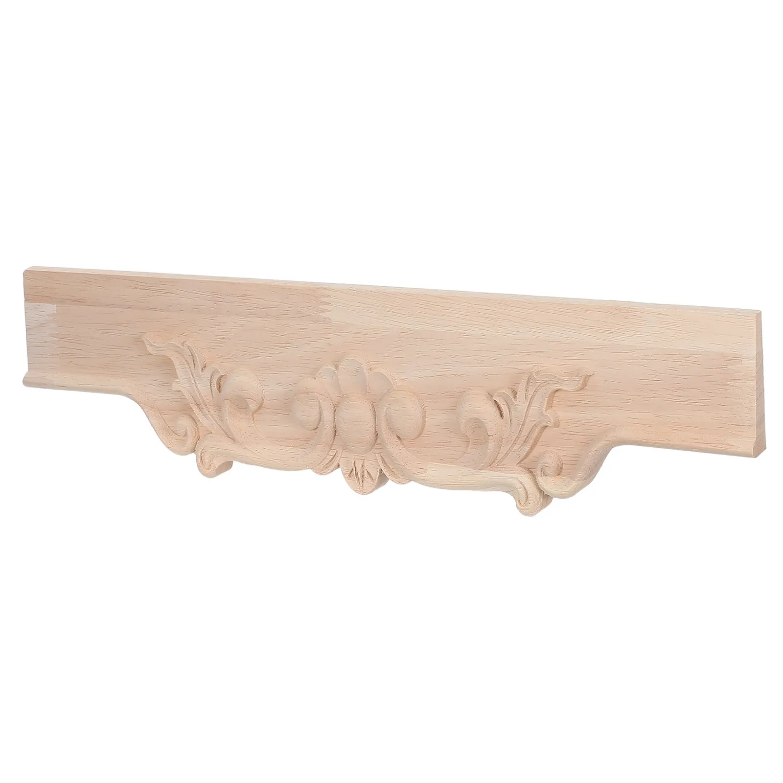 Wooden Applique for Furniture Unpainted Carved Wood Onlay 13.8x3.5 Inch Embossed Wardrobe Decorative Skirting Board Trim Cabinet