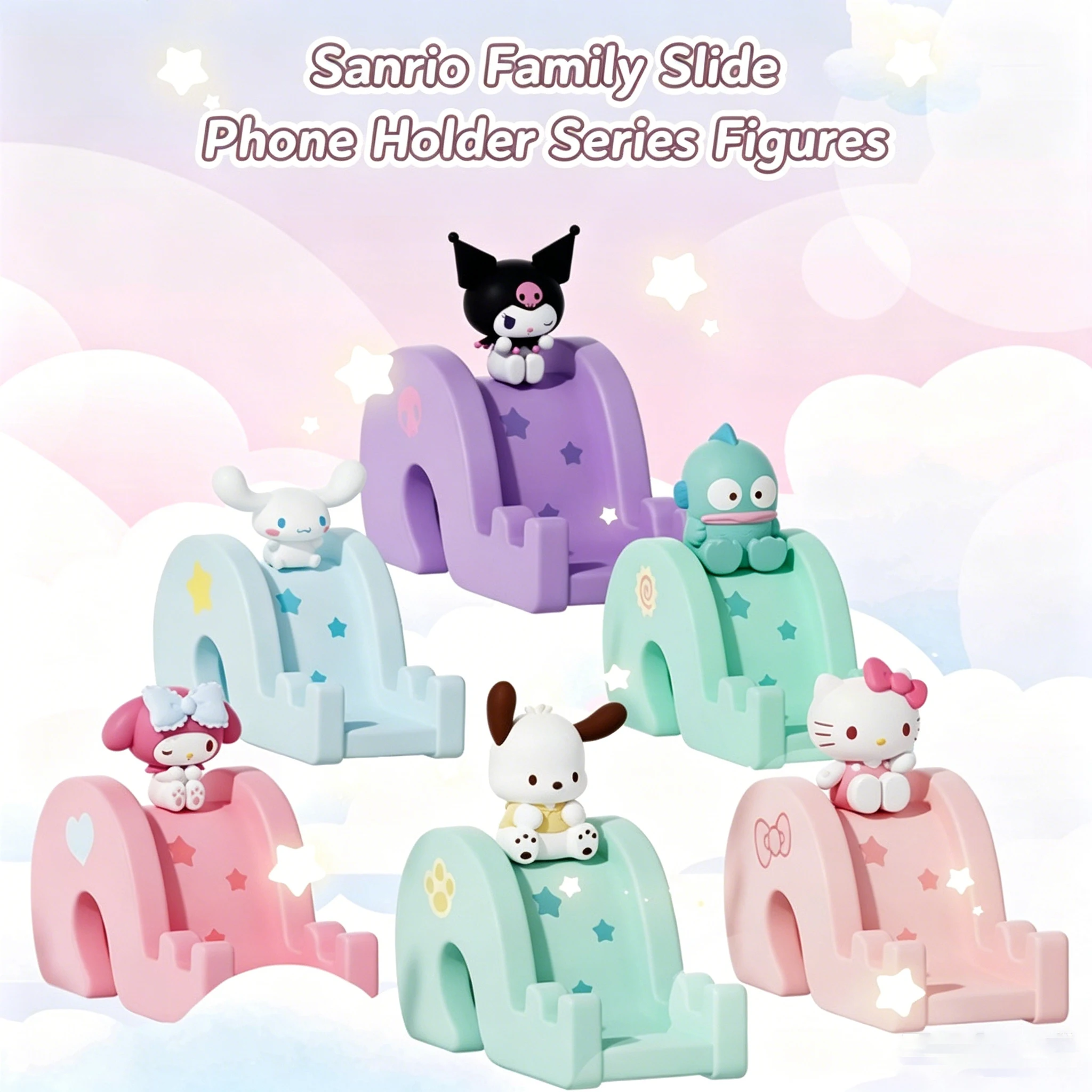 Kawaii Sanrio Hallo Kitty, Kuromi My Melody Slide Phone Stand Ornament, Cartoon 3D Designs Home Desktop Decoration Support Gift view 2