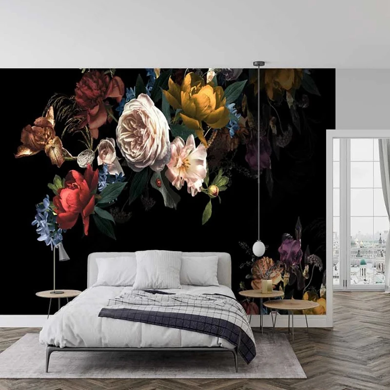 Custom Any Size Mural Wallpaper European Pastoral Flowers Rose Fresco Background Wall Decor Living Room Bedroom Romantic Mural