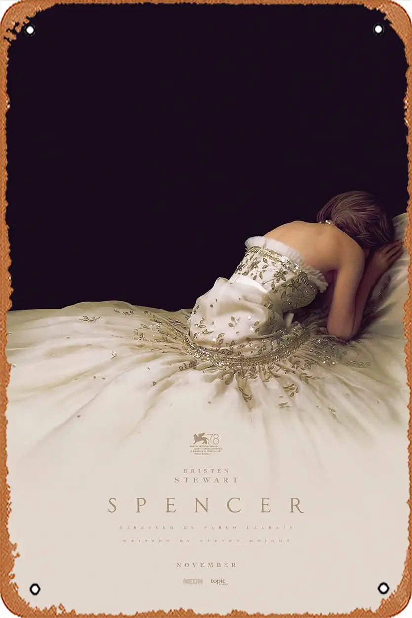 Spencer (Kristen Stewart, Princess Diana) Movie Poster Tin Sign Film Movie Cinema Theater 8x12 Inches - Vintage Metal Tin Sign f