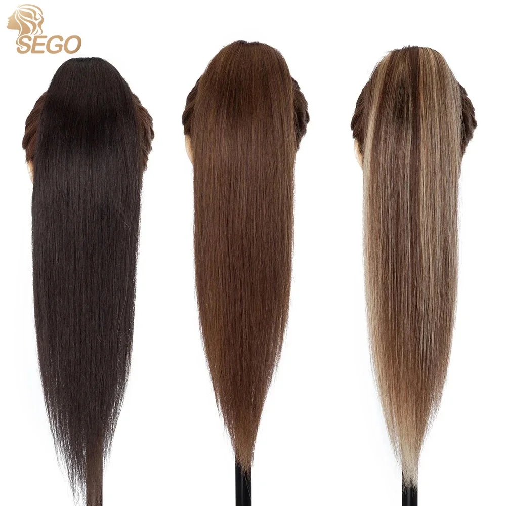 SEGO-Extensión de cabello humano liso para mujer, accesorio de 14 \