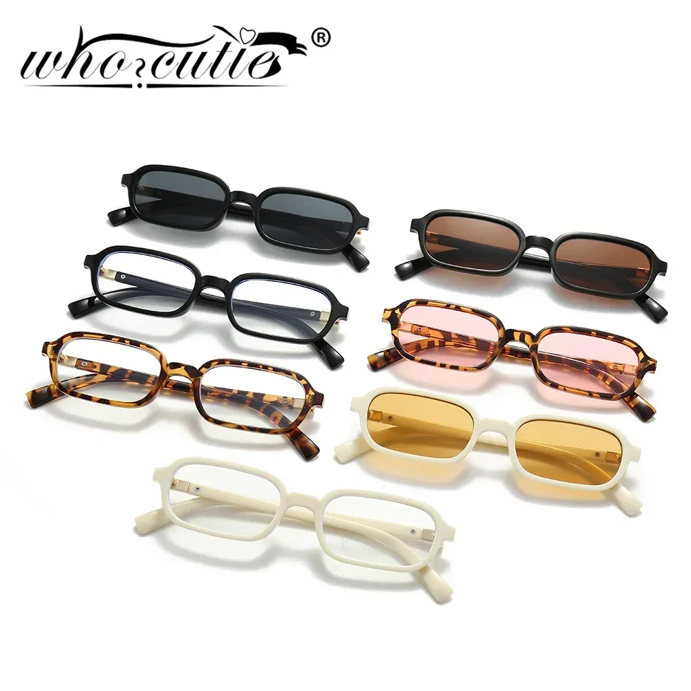 WHO CUTIE, gafas de sol rectangulares de tendencia pequeña para mujer, gafas de sol cuadradas de diseñador de marca de los años 90, gafas de sol rosas, gafas femeninas UV