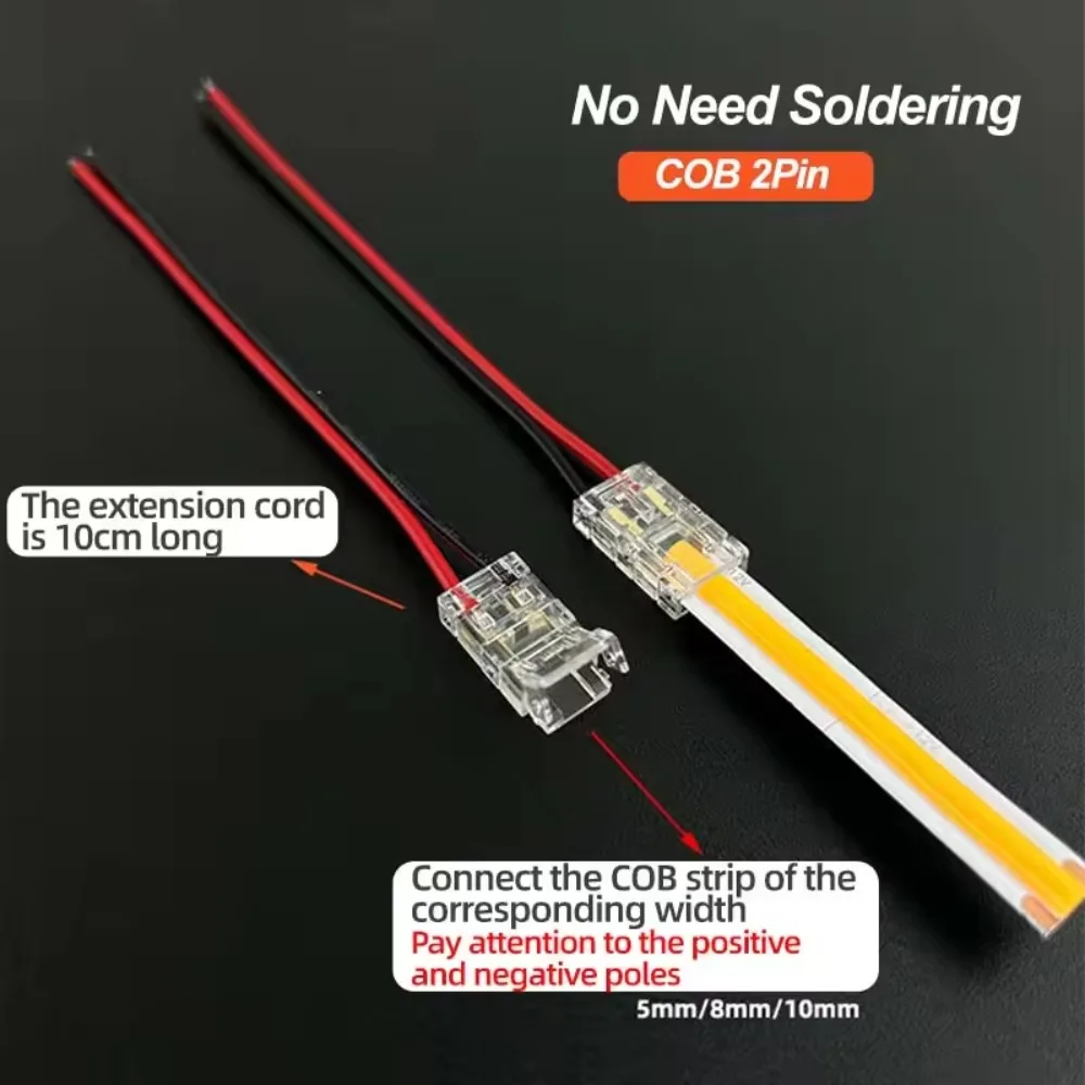 10PCS 2pin COB LED Strip Connector 5mm 8mm 10mm L Shape LED Corner Connectors Free Welding COB Strip Light Fixed Clamps Buckle