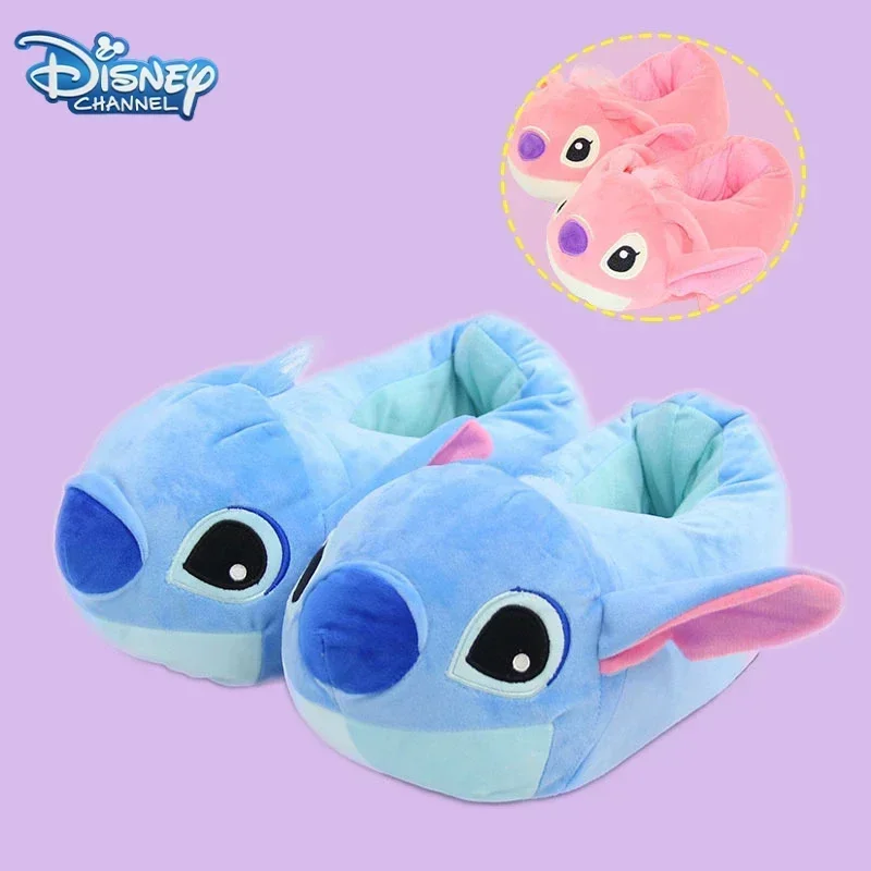 Disney Cartoon Stitch Cosplay Peluche Slippers Anime Winter Warm Cotton Slipper Kawaii Stitch Couple Indoor Shoes Christmas Gift