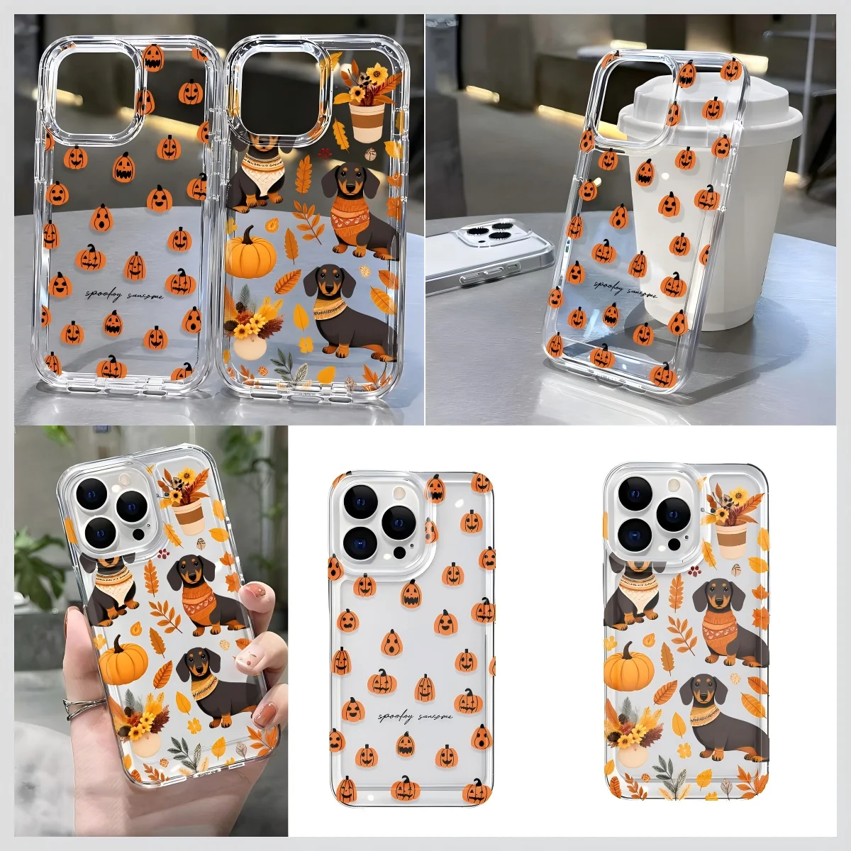 Pumpkin Dog Halloween Phone Case for Samsung Galaxy S25 S24 S23 S22 S21 S20 S10 Note20 Note10 FE Ultra Plus 4G 5G Clear