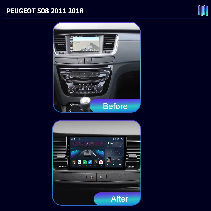 AI VOICE Android car radio for PEUGEOT 508 2011 2018 stereo GPS Navigation video Multimedia Player tape recorder  carplay