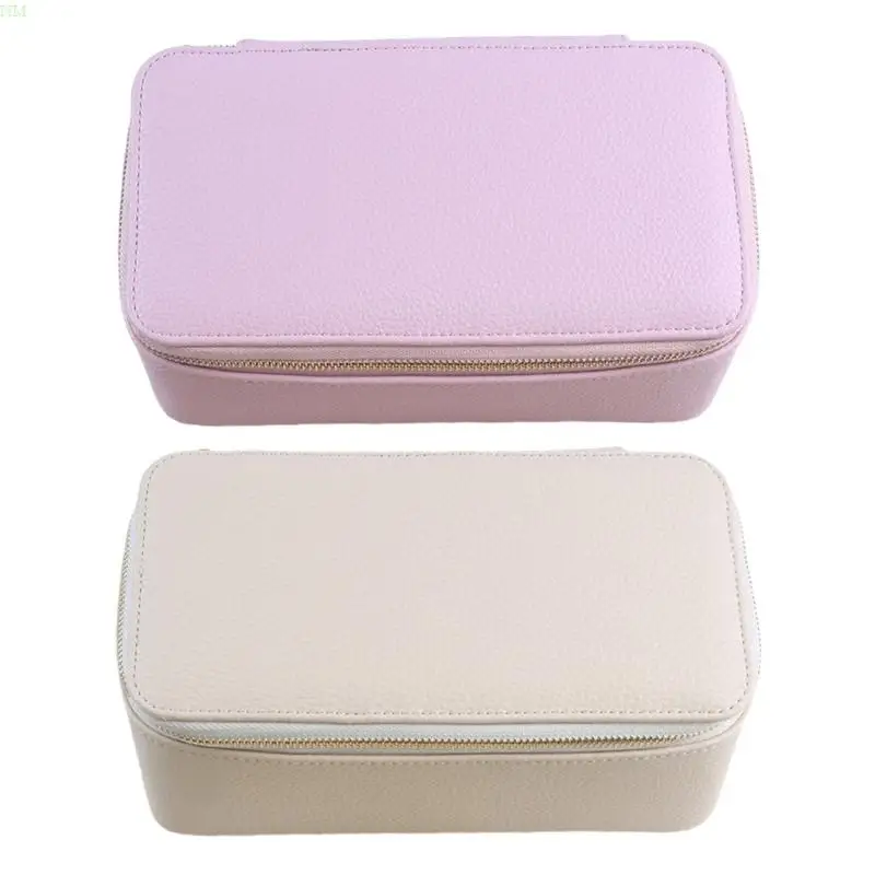 Multi Pocket Jewelry Fashionable PU Leather with Velvets Lining Accessories Holder Secure Storage Box NM