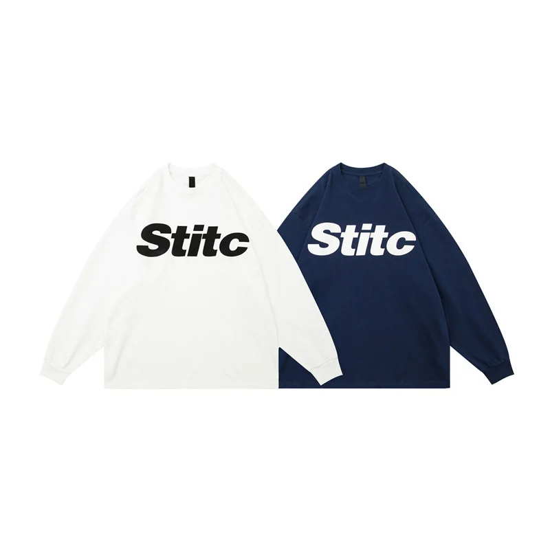 

Новые модные футболки для мужчин, японская уличная одежда, модные футболки с графическим принтом и буквенным принтом, весенне-осенняя мужская базовая рубашка с круглым вырезом и длинными рукавами