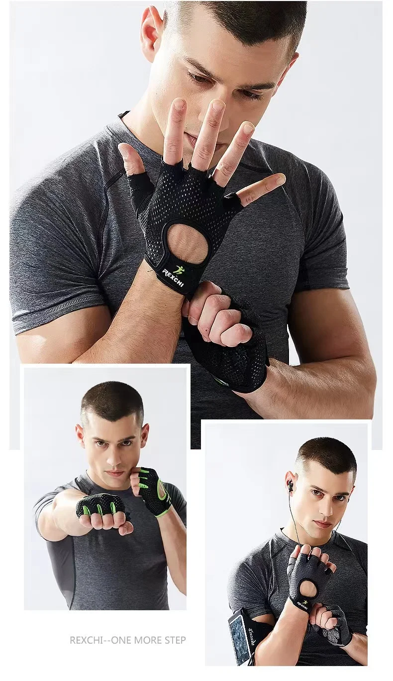 Fitness gloves Sports palm protection dumbbell weightlifting men and women cycling wear breathable non-slip half finger gloves