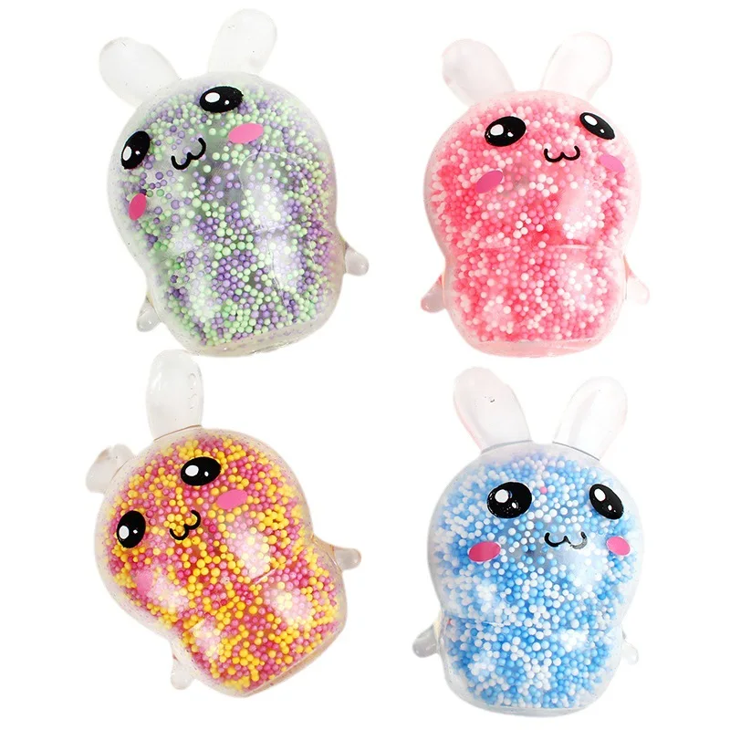 Kids Adult Squishy Bunny Stress Balls with Light Stress Relief Toy Girls Fidget Toys Colorful Rabbit Easter Basket Stuffers