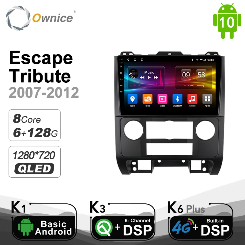 Ownice PX6 6G + 128GB Android 10.0 Car Radio Player Navigation For Ford Escape Tribute 2007-2012 Autoradio 4G LTE Stereo Radio