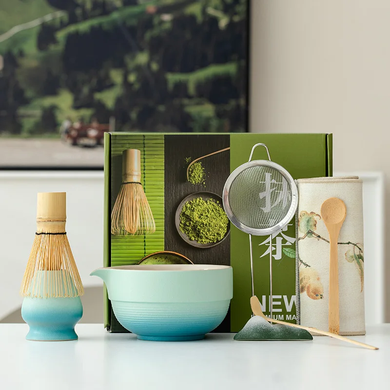 

8pcs/set Coarse Pottery Matcha Bowl Complete Matcha TeaTool Set Japanese Matcha Bowl Mixer with Gift Box