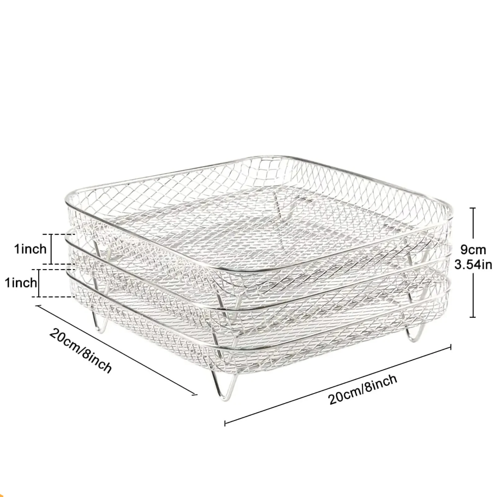 3-layers Air Fryer Rack Stackable Grid Grilling Rack Stainless Steel Anti-corrosion for Home Kitchen Oven Steamer Cooker Gadgets