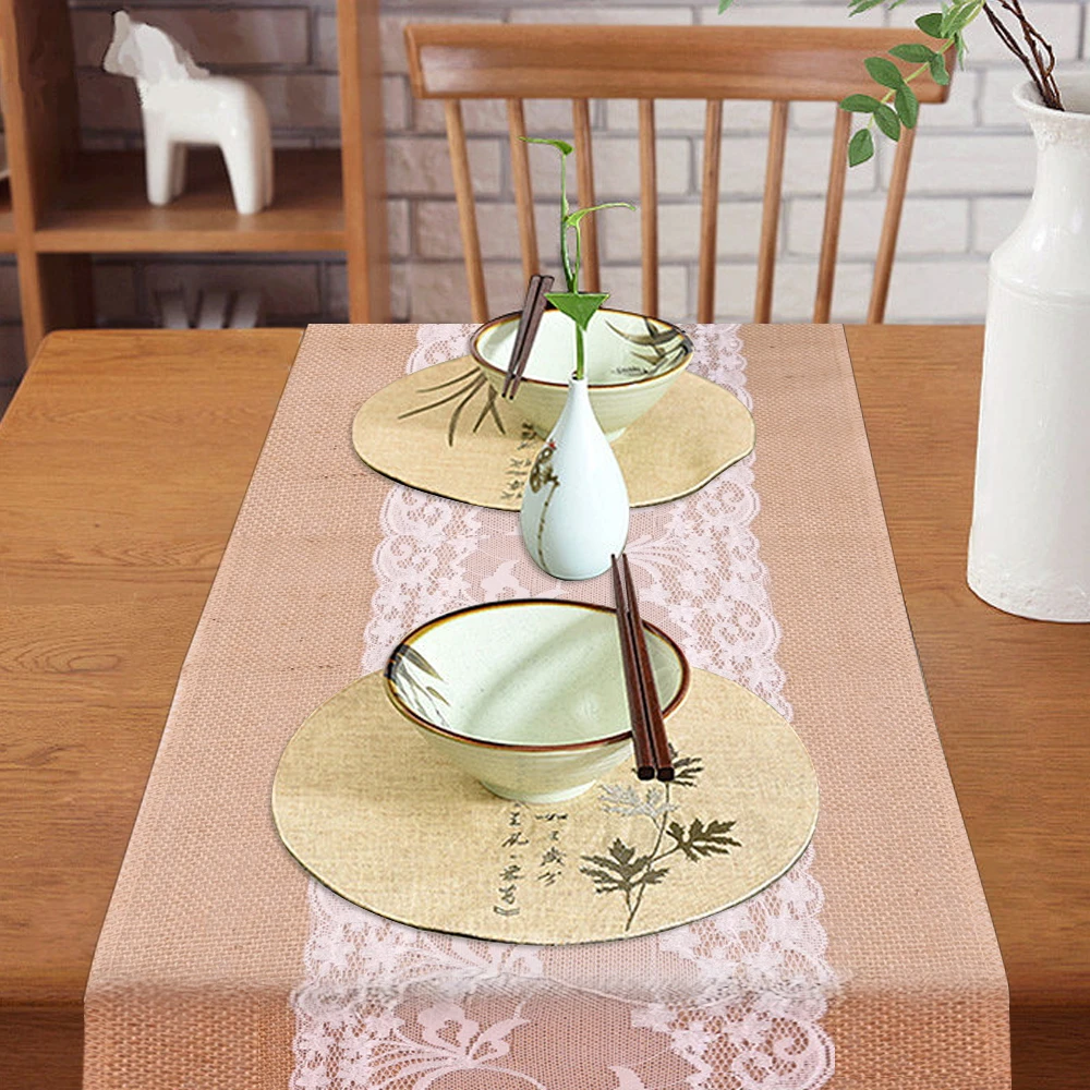 Natural Jute Burlap Table Runner Rustic Shabby Hessian Table Runner for Wedding Festival Party Event Decorations