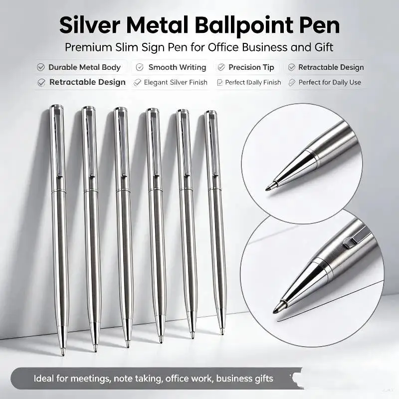 High Quality Stainless Steel Ballpoint Pen Twist Design Medium Nib Smooth Writing Pen for Corporate Gifting
