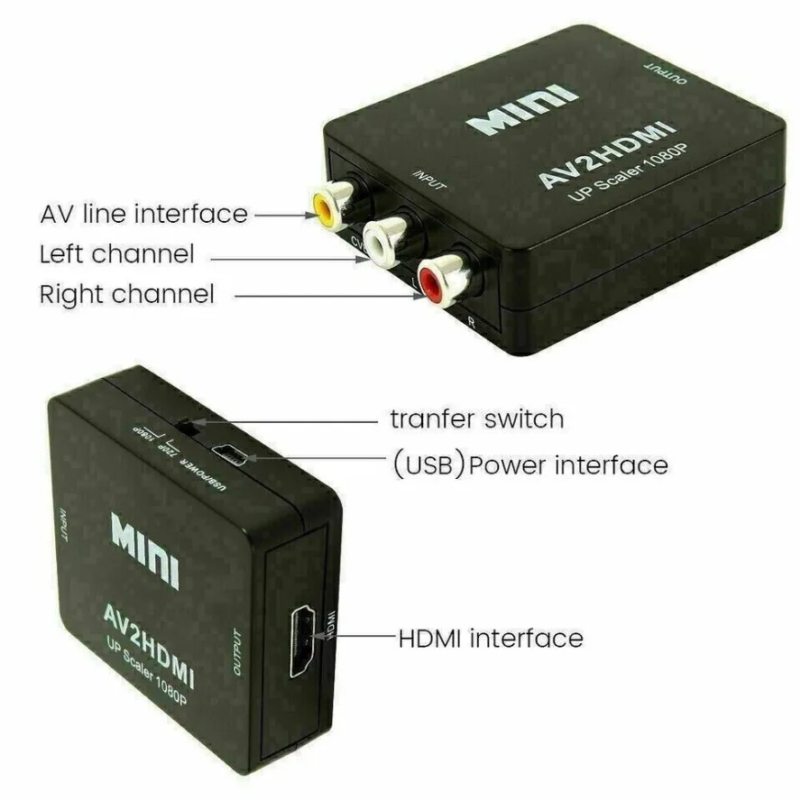 AV TO HDMI-compatible Adapter 1080P Video Composite Converter AV2HDMI-compatible RCA To HDTV CVSB L R Video Scaler Converter Box