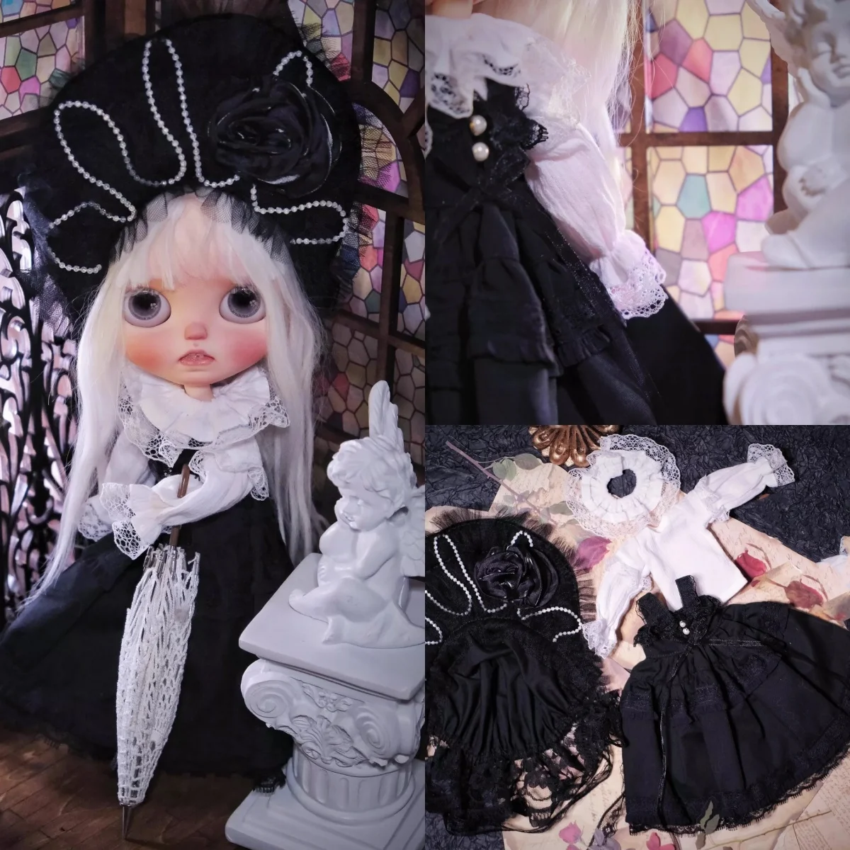 accessorio-per-vestiti-per-bambole-blyth-ob24-azone19-fatto-a-mano-set-di-abiti-in-pizzo-stile-scuro-con-cappello-adatto-per-ragazza-action-figure-modello-fai-da-te-﻿