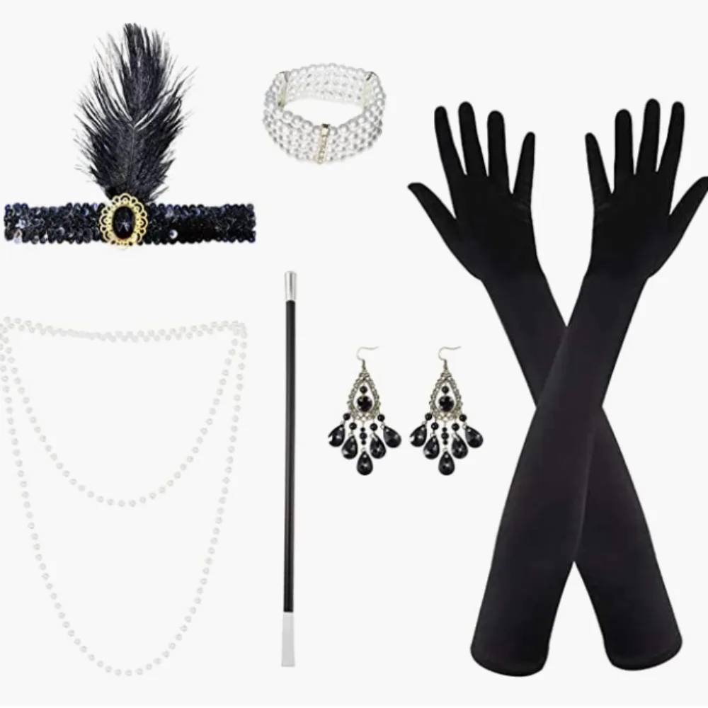 1920 accessori per capelli Cosplay Vintage Charleston Costume Gatsby Party Feather Headpiece Hair Band Flapper Hair Feather Headband