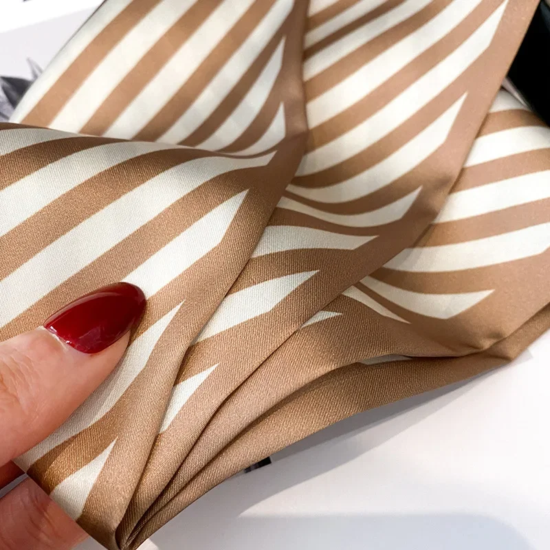 Frühlings-/Sommer-Mode-Twill-Band, dekorativer Schal, 8,5 x 96 cm, langes Stirnband, Damen-Halstuch für den Beruf – Detail 5