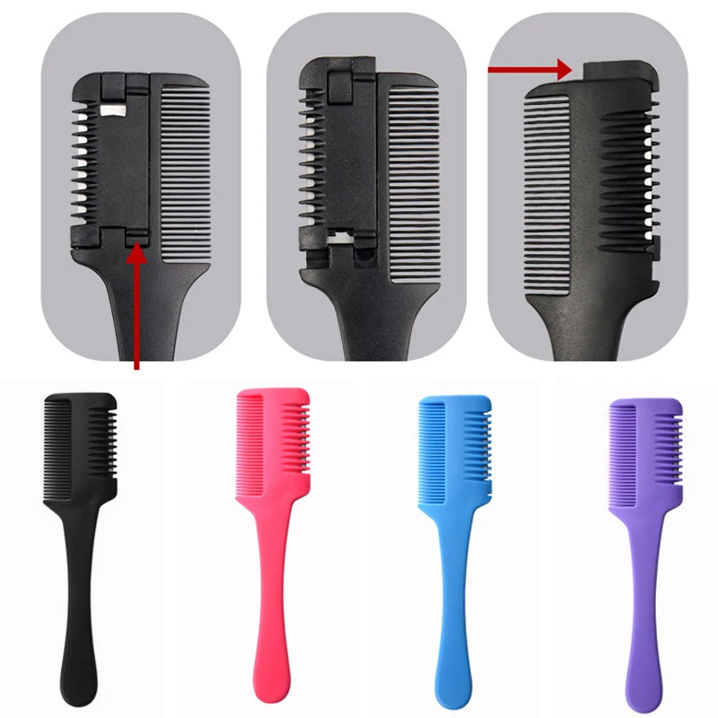 Hairdressing Comb Haircut Brush Carbon Handle Hairbrush With Razor Blade Hair Thinning Trimmer Barber Accesories Styling Tools