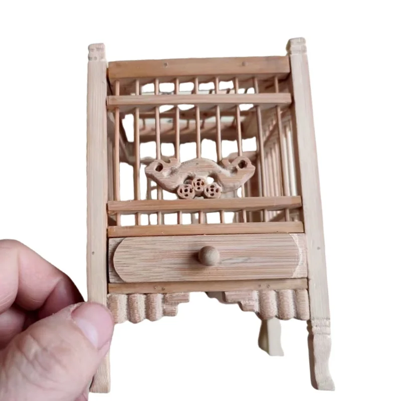 Traditional Chinese handmade cricket cage, mortise and tenon structure, made of bamboo material