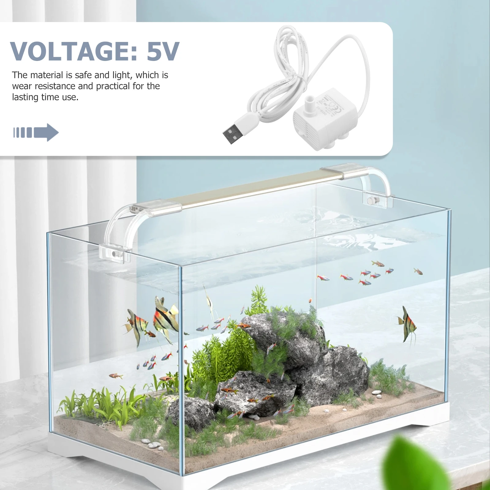 

Mini Submersible Fish Pond Pump Pump White Quiet Safe for Fish Tank Pond Fountain Small Aquarium Plants USB Pet