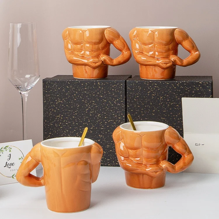 Tasses créatives en céramique pour garçons, petit déjeuner à la maison, lait, café, eau standardisée, entraîneur de gymnastique, tasses amusantes, cadeau de vacances