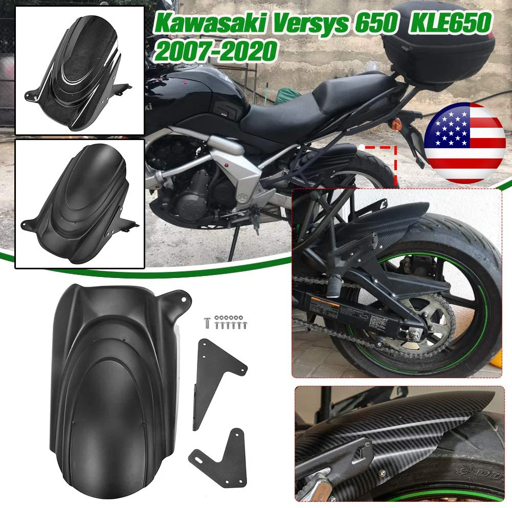 For Kawasaki Versys 650 KLE650 2007-2024 Motorcycle Rear Hugger Fender Mudguard Wheel Cover Tire Splash Guard 2016 2017 2018