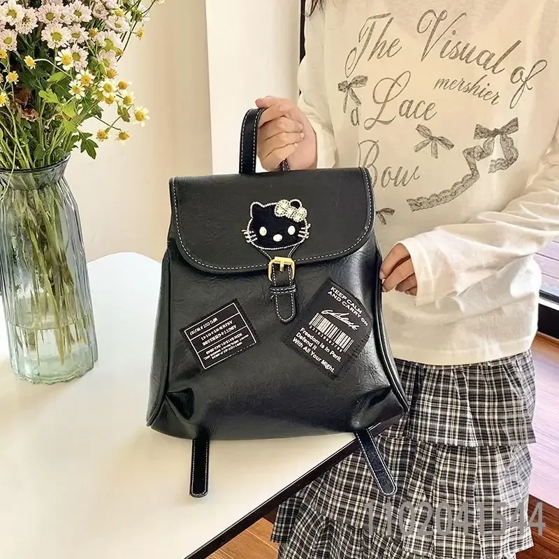  Hello Kitty Luxury Backpack for Women Girls Designer Mini Size School Backpack for College Student PU Leather