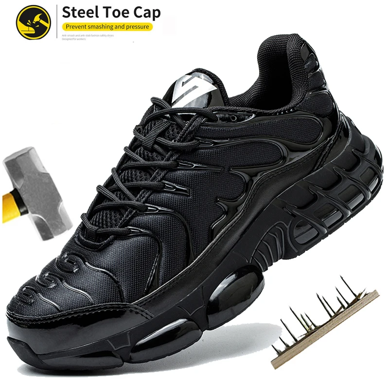 

Мужские строительные рабочие ботинки — дышащая защитная обувь со стальным носком | Легкие противоударные кроссовки для износостойкости на открытом воздухе