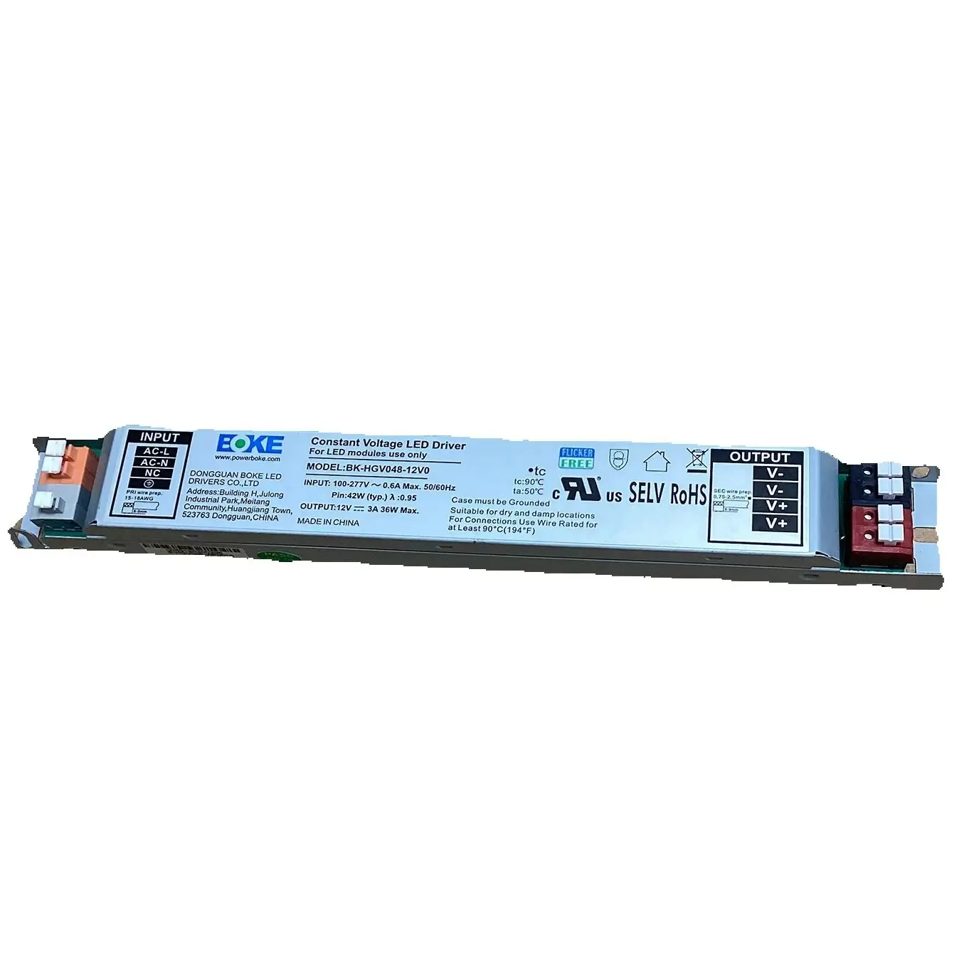 

BOKE 12V DC 36W LED Driver Constant Voltage Linear Power Supply HGV Slim LED CV for LED Strip Lights
