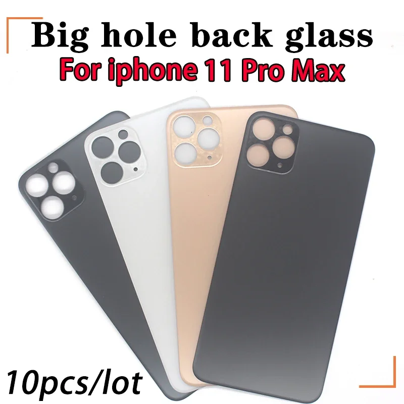 10 sztuk/partia dla iPhone 11 Pro Max tylna szklana obudowa iphone 11 oryginalna kolorowa tylna obudowa z dużym otworem