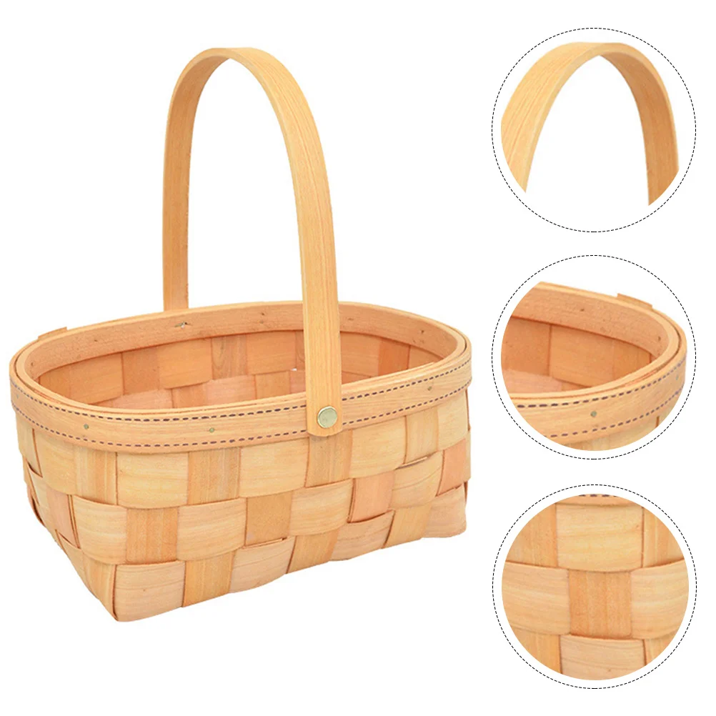 

Woven Hand Basket Light Weight Baskets Daily Life Kitchen Storage Organizer Wood Farmers Market No Burr