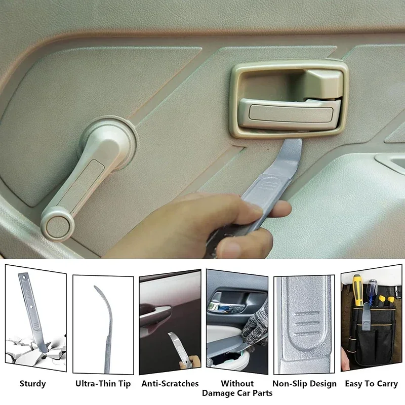 

Pry Tool Automotive Panel Removal Tool Lightweight Bent Tip Prevent Breakage 4140 Steel Prevent Slipping for Center Consoles